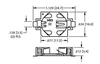 16 Millimeter (mm) Surface Mount (SMT) Coin Cell Holder (504) - 2