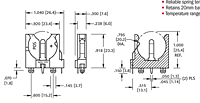 Vertical Slimline 20 Millimeter (mm) Thru-Hole Mount (THM) Coin Cell Holder - 2
