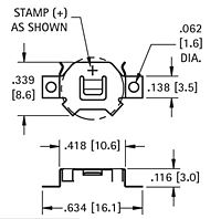 Surface Mount 9 to 10 Millimeter (mm) Button Cell Retainer - 2